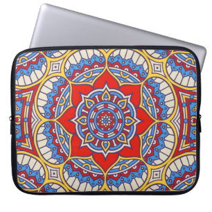 Housse Pour Ordinateur Portable Fleur ethnique, motif bohème sans soudure.