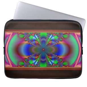 Housse Pour Ordinateur Portable Fleur fractale multicolore