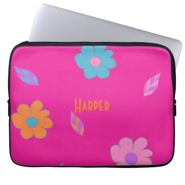 Housse Pour Ordinateur Portable Fleur Rétro Cute (Devant)