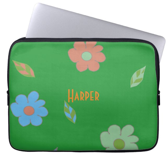 Housse Pour Ordinateur Portable Fleur Rétro Cute (Devant)