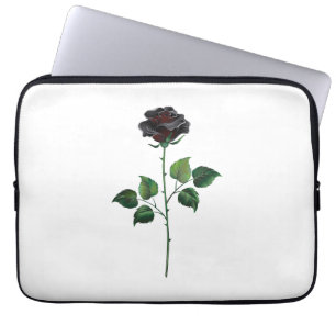 Housse Pour Ordinateur Portable Fleur rose noire