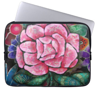 Housse Pour Ordinateur Portable Fleur rose rose botanique Art nouveau fantaisiste