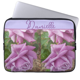 Housse Pour Ordinateur Portable Fleur Violette Rose Nom de Fille Anniversaire
