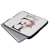 Housse Pour Ordinateur Portable Fleurie Bohème Rose Moderne Initiale E (Devant bas)
