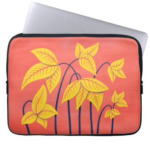Housse Pour Ordinateur Portable Fleurs Abstraites Coral Jaune Floral Art géométriq
