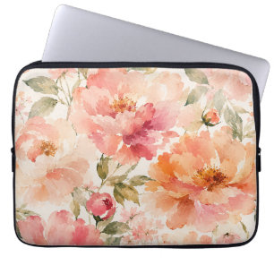 Housse Pour Ordinateur Portable Fleurs aquarelles romantiques chaudes d'été