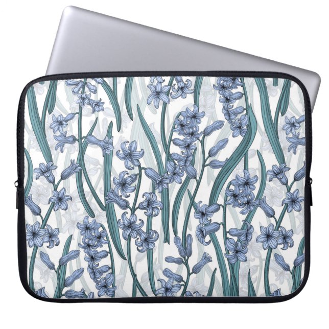 Housse Pour Ordinateur Portable Fleurs Blue Hyacinth sur blanc (Devant)