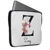 Housse Pour Ordinateur Portable Fleurs bohèmes monogrammées initiale Z (Devant droit)