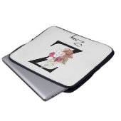 Housse Pour Ordinateur Portable Fleurs bohèmes monogrammées initiale Z (Devant bas)