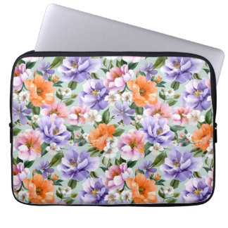 Housse Pour Ordinateur Portable Fleurs colorées assourdies Fleur boho