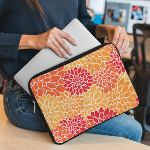 Housse Pour Ordinateur Portable Fleurs Dahlia, Motif De Fleurs, Dahlia Orange