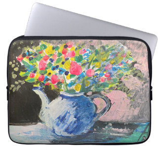 Housse Pour Ordinateur Portable Fleurs dans une théière, style bohème