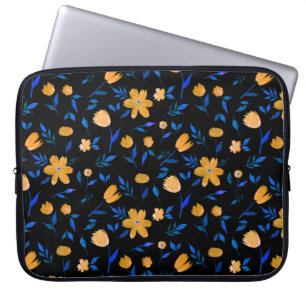 Housse Pour Ordinateur Portable Fleurs d'aquarelle dessinées à la main et motif fe
