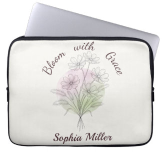 Housse Pour Ordinateur Portable Fleurs de Cosmos Botaniques Personnalisées avec No