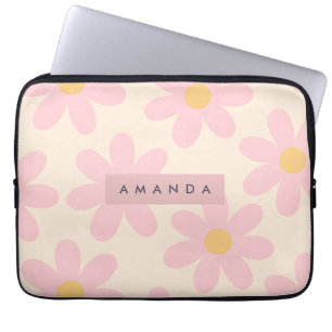 Housse Pour Ordinateur Portable Fleurs de Daisy Rose Rétro Personnalisées