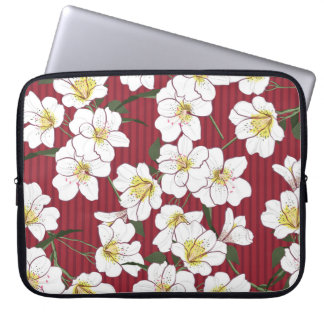Housse Pour Ordinateur Portable Fleurs de Jardin Blanches : Vintage bande