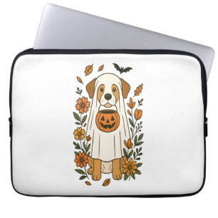 Housse Pour Ordinateur Portable Fleurs de Labrador Retriever Halloween