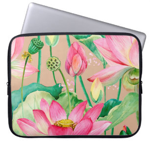 Housse Pour Ordinateur Portable fleurs de lotus sans couture motif. aquarelle bota