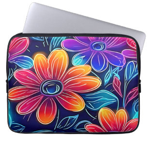 Housse Pour Ordinateur Portable Fleurs de néon en fleurs brillantes