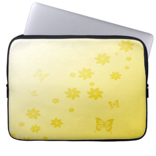 Housse Pour Ordinateur Portable Fleurs de soleil sur papillons