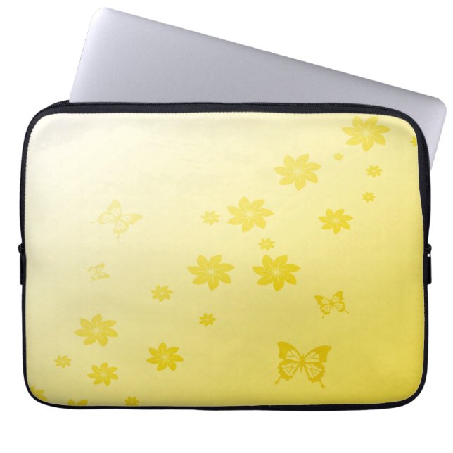 Housse Pour Ordinateur Portable Fleurs de soleil sur papillons (Devant)