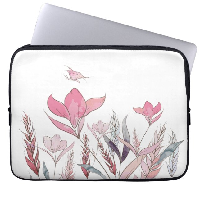 Housse Pour Ordinateur Portable Fleurs d'eau (Devant)