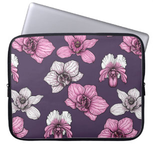 Housse Pour Ordinateur Portable Fleurs d'orchidées roses