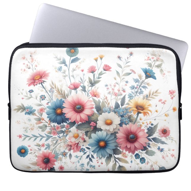 Housse Pour Ordinateur Portable Fleurs Élégantes (Devant)
