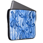 Housse Pour Ordinateur Portable Fleurs encrées Bleues (Devant droit)