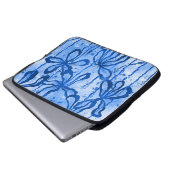 Housse Pour Ordinateur Portable Fleurs encrées Bleues (Devant bas)
