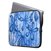 Housse Pour Ordinateur Portable Fleurs encrées Bleues (devant gauche)