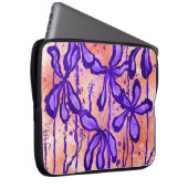 Housse Pour Ordinateur Portable Fleurs encrées Orange & Violet (Devant droit)