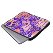 Housse Pour Ordinateur Portable Fleurs encrées Orange & Violet (Devant bas)