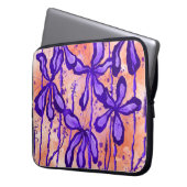 Housse Pour Ordinateur Portable Fleurs encrées Orange & Violet (devant gauche)