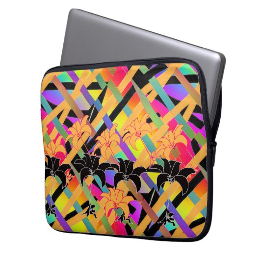 Housse Pour Ordinateur Portable Fleurs Entrelacées (devant gauche)