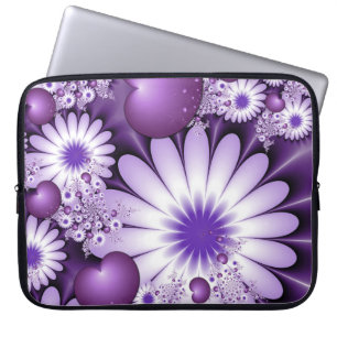 Housse Pour Ordinateur Portable Fleurs et cœurs abstraits de l'amour fractal
