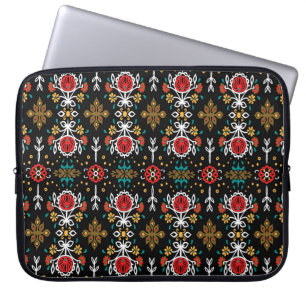 Housse Pour Ordinateur Portable Fleurs et fleurs colorées folk sans couleur et