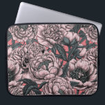 Housse Pour Ordinateur Portable Fleurs et moisissures de pivoines roses<br><div class="desc">Fleurs et papillons de pivoine dessinés à la main,  motif vectoriel transparent</div>
