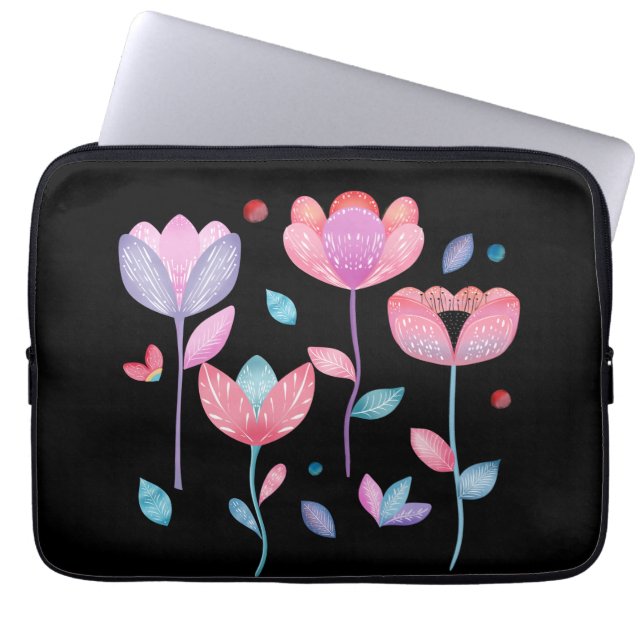 Housse Pour Ordinateur Portable Fleurs Fantaisistes  (Devant)