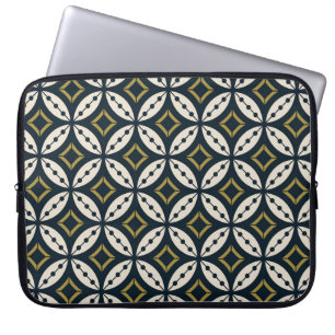 Housse Pour Ordinateur Portable Fleurs géométriques sans couture : motif coloré.