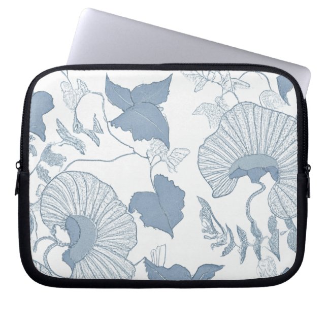 Housse Pour Ordinateur Portable Fleurs japonaises blanches Delicate Arrière - plan (Devant)