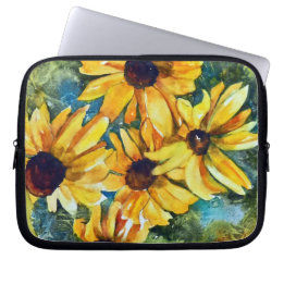 Housse Pour Ordinateur Portable Fleurs jaunes