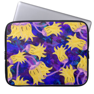 Housse Pour Ordinateur Portable Fleurs jaunes aquarelle transparente motif