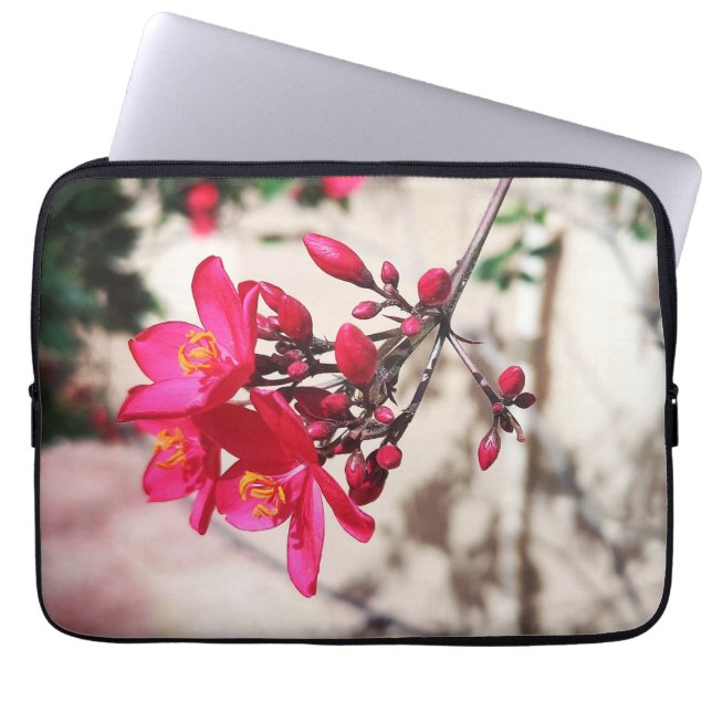 Housse Pour Ordinateur Portable Fleurs Magenta (Devant)