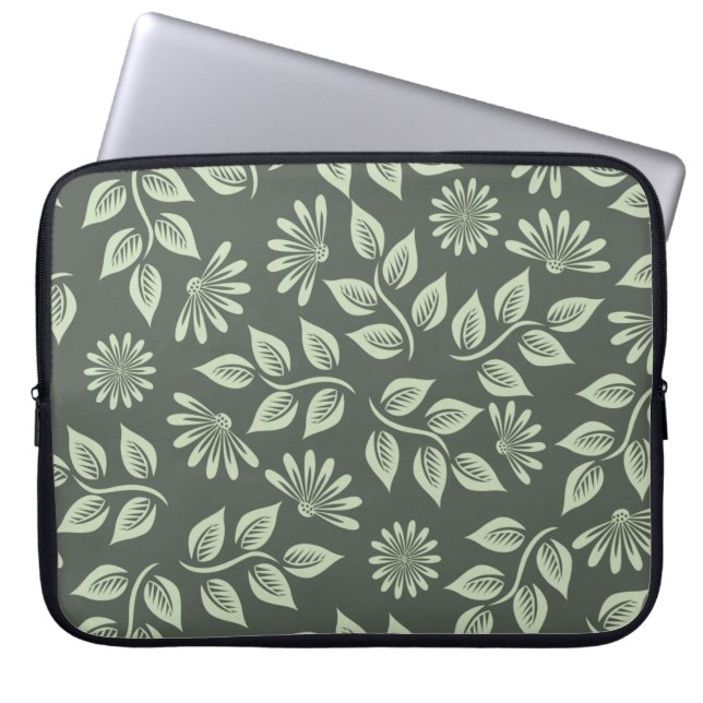 Housse Pour Ordinateur Portable Fleurs motif vert printemps (Devant)