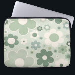 Housse Pour Ordinateur Portable Fleurs rétro Sage Vert Abstrait Floral<br><div class="desc">Fleurs rétro : art floral - motif de fleurs vert sauge.</div>