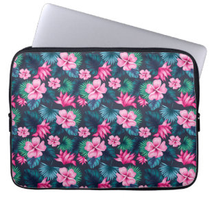 Housse Pour Ordinateur Portable Fleurs roses avec Feuilles verts Partern-79066