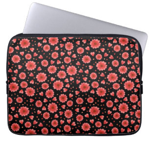 Housse Pour Ordinateur Portable Fleurs rouges florales Motif avec Arrière - plan n