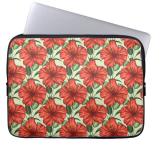 Housse Pour Ordinateur Portable Fleurs rouges motifs à fleurs tropicales