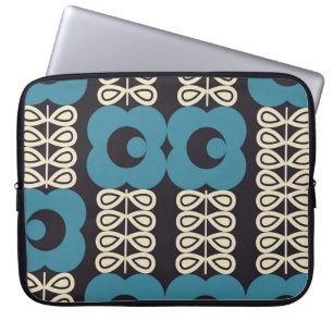 Housse Pour Ordinateur Portable Fleurs stylisées : Vintage moderne géométrique.